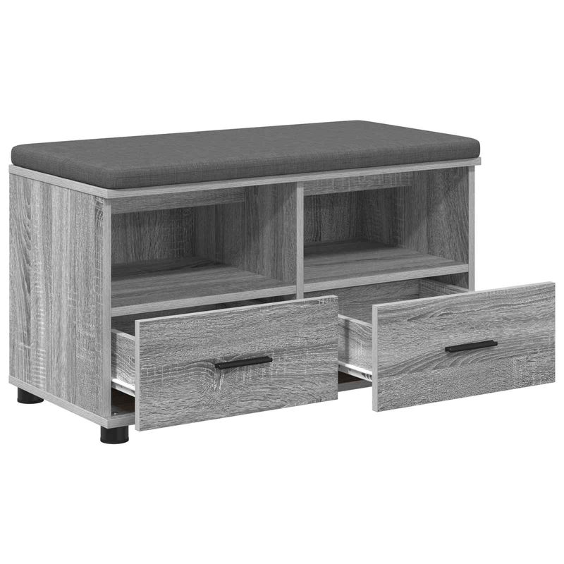 Casa si Gradina - Mobilier - Canapele si coltare - Banchete - Banca pentru hol cu perna cu sertar Gri Sonoma 80 x 38 x 46 cm - Infinity.ro