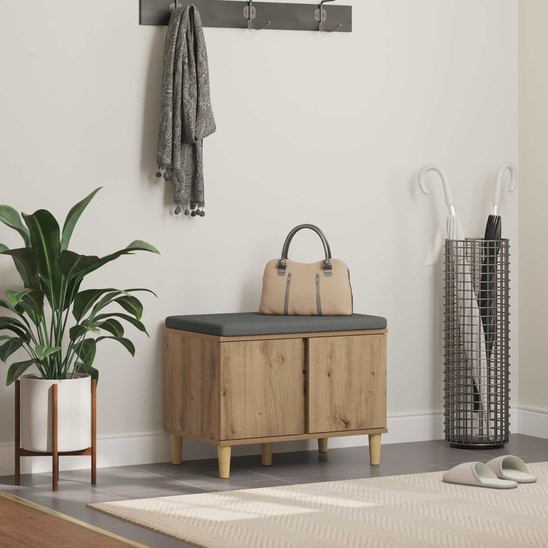 Casa si Gradina - Mobilier - Organizare si depozitare - Bancute - Banca pentru hol cu perna, Stejar Artizanal 60 x 38 x 46 cm - Infinity.ro