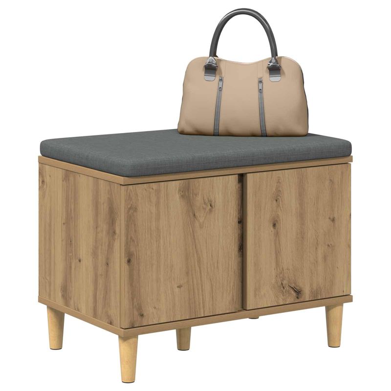 Casa si Gradina - Mobilier - Organizare si depozitare - Bancute - Banca pentru hol cu perna, Stejar Artizanal 60 x 38 x 46 cm - Infinity.ro
