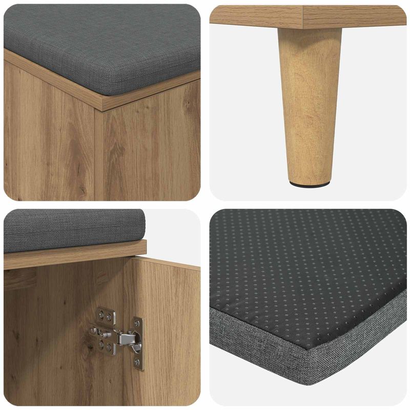 Casa si Gradina - Mobilier - Organizare si depozitare - Bancute - Banca pentru hol cu perna, Stejar Artizanal 60 x 38 x 46 cm - Infinity.ro