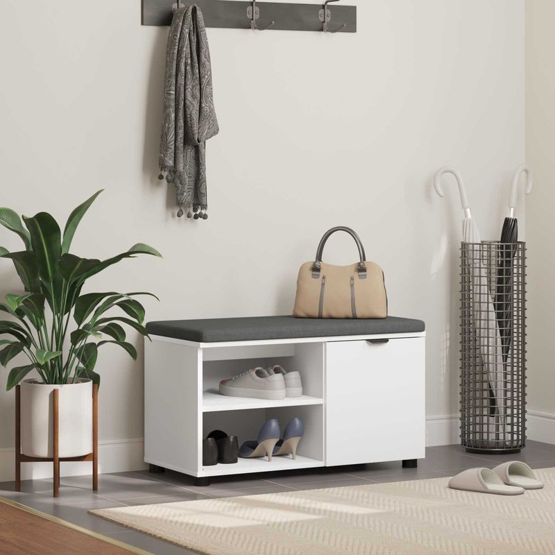 Casa si Gradina - Mobilier - Canapele si coltare - Banchete - Banca pentru hol cu perna Simplu Alb 80 x 38 x 46 cm - Infinity.ro