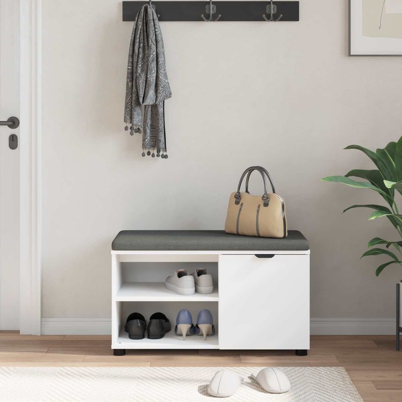 Casa si Gradina - Mobilier - Canapele si coltare - Banchete - Banca pentru hol cu perna Simplu Alb 80 x 38 x 46 cm - Infinity.ro