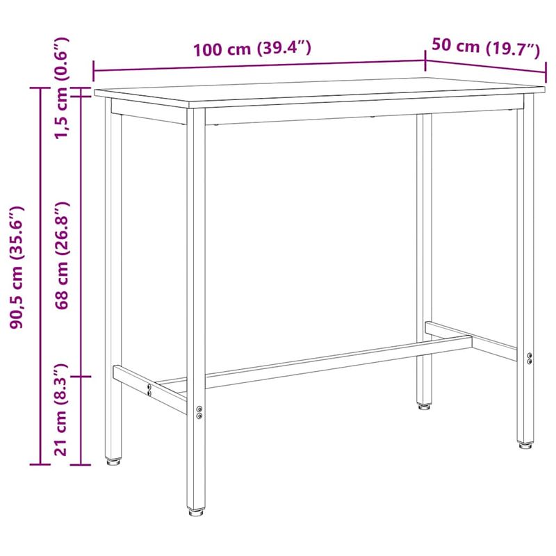 Casa si Gradina - Mobilier - Mese si birouri - Mese living - Masa Lemn vechi 100 x 50 x 90,5 cm Lemn ingineresc si otel - Infinity.ro