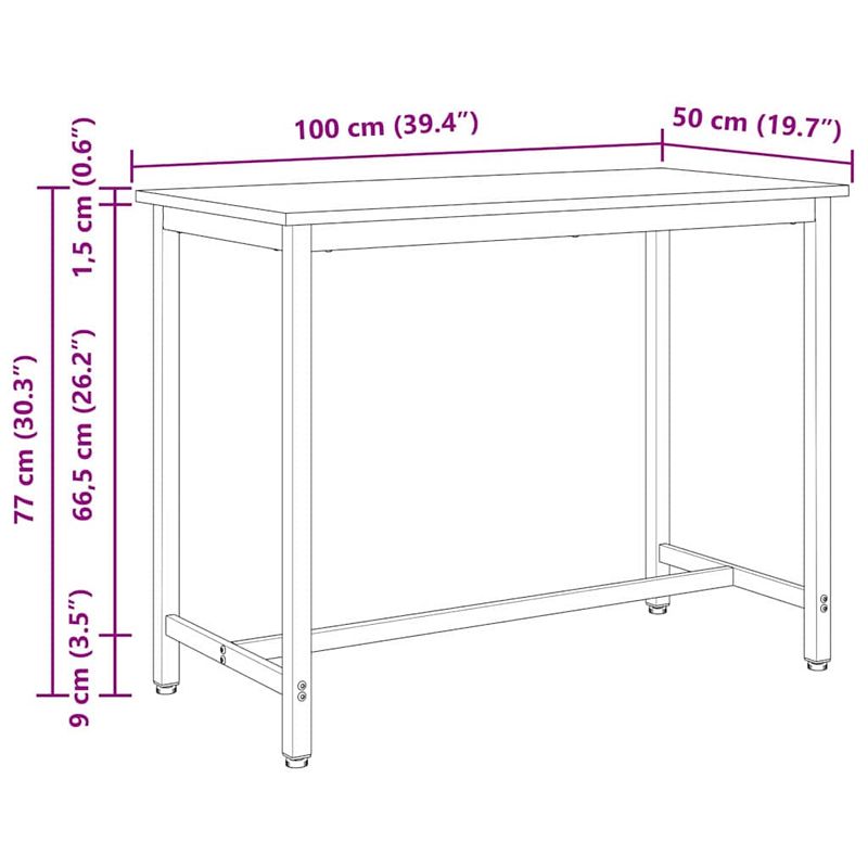 Casa si Gradina - Mobilier - Mese si birouri - Mese living - Masa natural 100 x 50 x 77 cm Lemn ingineresc si otel - Infinity.ro