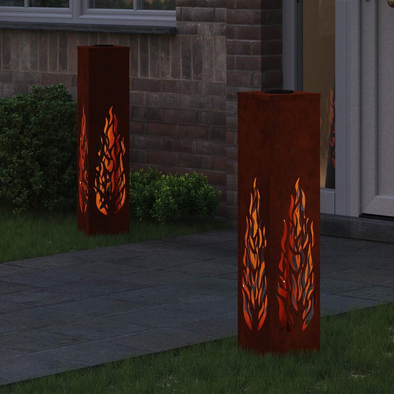 Casa si Gradina - Corpuri si surse de iluminat - Iluminat exterior - Felinare - Lumina LED Solara pentru Alei cu lumini cu baterie 2 pcs Bronz - Infinity.ro