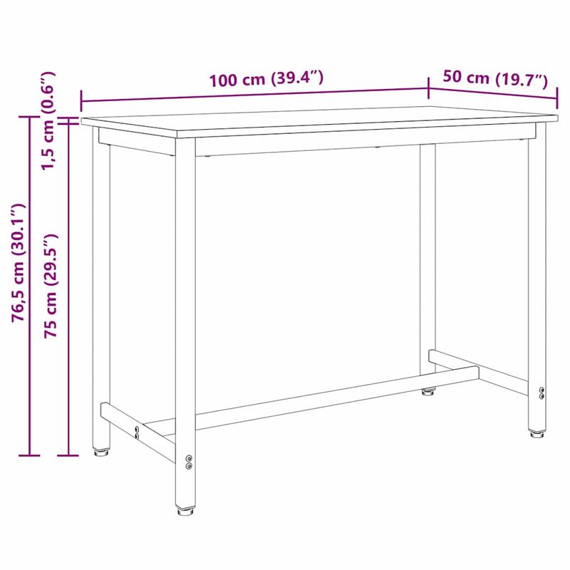 Casa si Gradina - Mobilier - Mese si birouri - Mese living - Masa Lemn vechi 100 x 50 x 76,5 cm Lemn ingineresc si otel - Infinity.ro