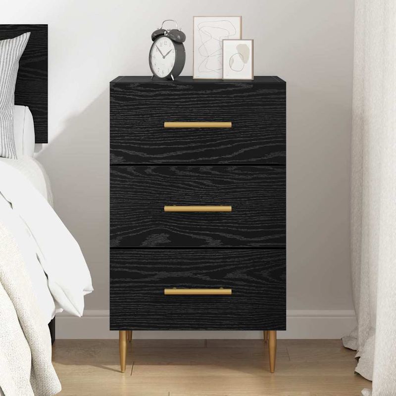 Casa si Gradina - Mobilier - Comode si corpuri - Noptiere - Dulap de noapte cu sertar Stejar Negru 40 x 40 x 66 cm Lemn compozit - Infinity.ro