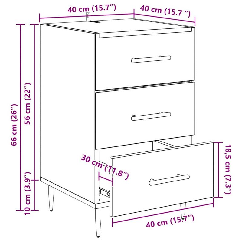 Casa si Gradina - Mobilier - Comode si corpuri - Noptiere - Dulap de noapte cu sertar Stejar Negru 40 x 40 x 66 cm Lemn compozit - Infinity.ro