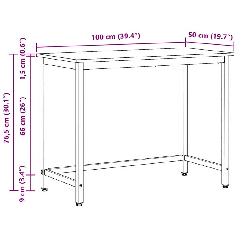 Casa si Gradina - Mobilier - Mese si birouri - Birouri - Masa Lemn vechi 80 x 50 x 76,5 cm Lemn ingineresc si otel - Infinity.ro