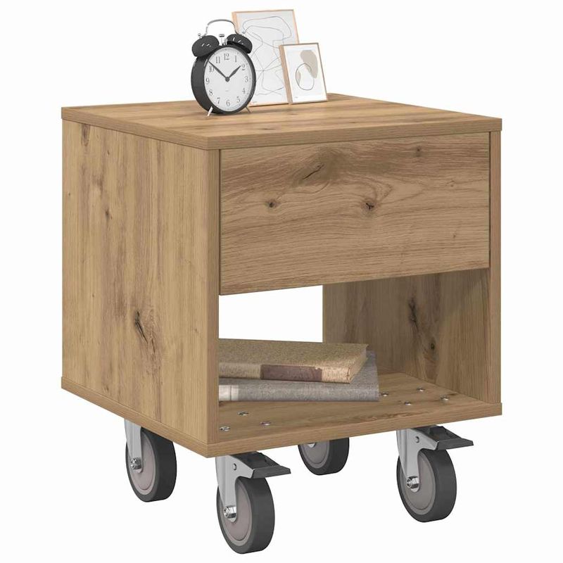 Casa si Gradina - Mobilier - Comode si corpuri - Noptiere - Noptiera Stejar Artizanal 40,5 x 40 x 48 cm Lemn compozit - Infinity.ro