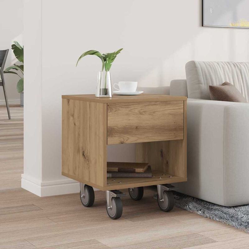Casa si Gradina - Mobilier - Comode si corpuri - Noptiere - Noptiera Stejar Artizanal 40,5 x 40 x 48 cm Lemn compozit - Infinity.ro