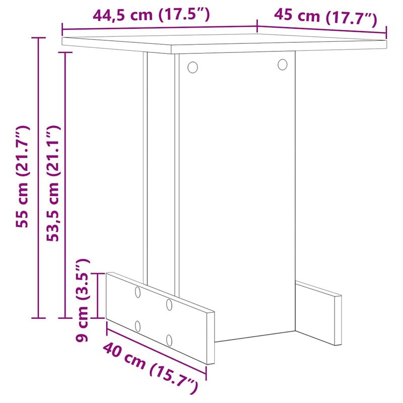 Casa si Gradina - Mobilier - Mese si birouri - Mese living - Masa laterala Stejar fumuriu 44,5 x 45 x 55 cm Lemn compozit - Infinity.ro