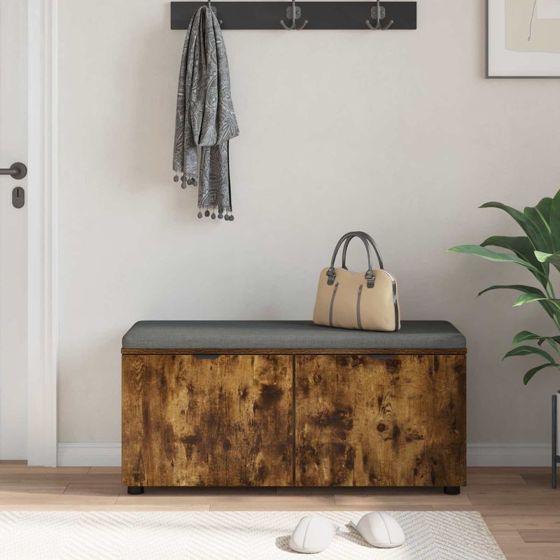 Casa si Gradina - Mobilier - Organizare si depozitare - Bancute - Banca pentru hol cu perna, Stejar fumuriu 100 x 38 x 46 cm - Infinity.ro