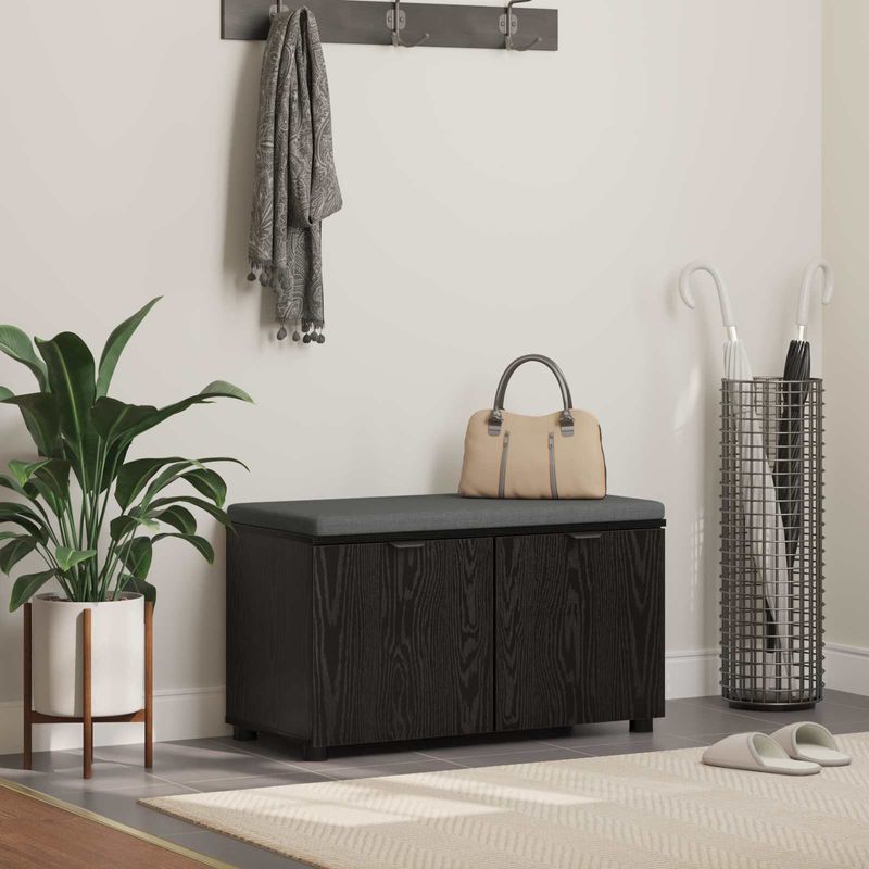 Casa si Gradina - Mobilier - Organizare si depozitare - Bancute - Banca pentru hol cu perna cu usa Stejar Negru 80 x 46 x 46 cm - Infinity.ro