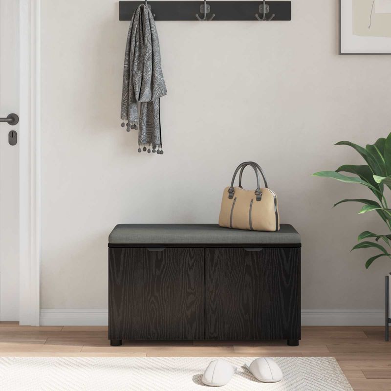 Casa si Gradina - Mobilier - Organizare si depozitare - Bancute - Banca pentru hol cu perna cu usa Stejar Negru 80 x 46 x 46 cm - Infinity.ro