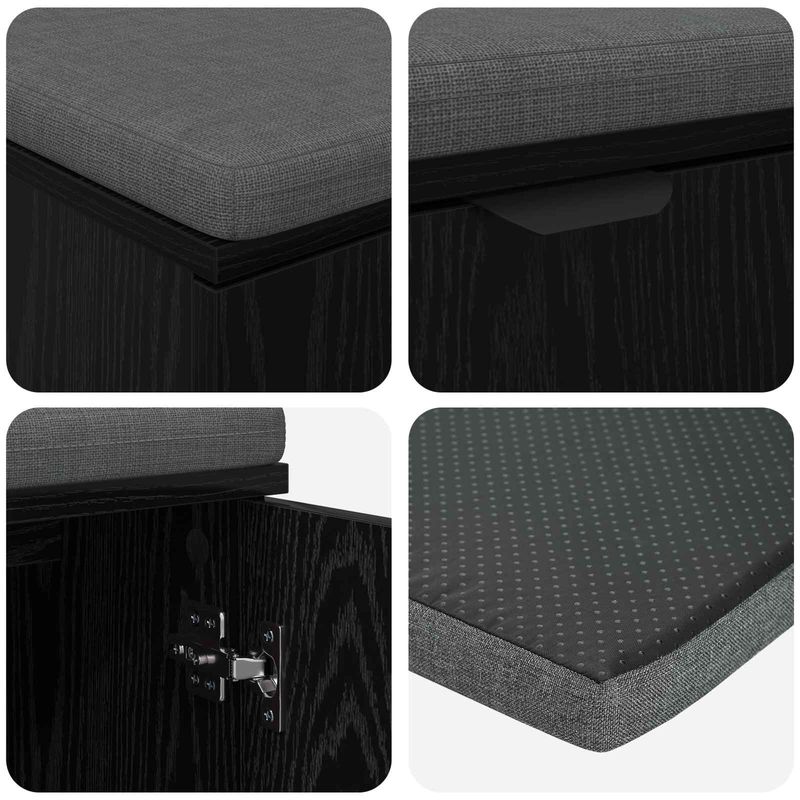 Casa si Gradina - Mobilier - Organizare si depozitare - Bancute - Banca pentru hol cu perna cu usa Stejar Negru 80 x 46 x 46 cm - Infinity.ro