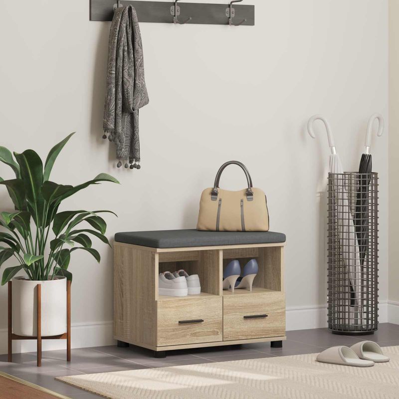 Casa si Gradina - Mobilier - Organizare si depozitare - Bancute - Banca pentru hol cu perna Stejar Sonoma 60 x 38 x 46 cm - Infinity.ro