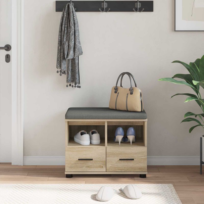 Casa si Gradina - Mobilier - Organizare si depozitare - Bancute - Banca pentru hol cu perna Stejar Sonoma 60 x 38 x 46 cm - Infinity.ro