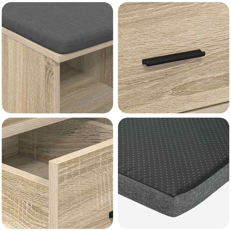 Casa si Gradina - Mobilier - Organizare si depozitare - Bancute - Banca pentru hol cu perna Stejar Sonoma 60 x 38 x 46 cm - Infinity.ro
