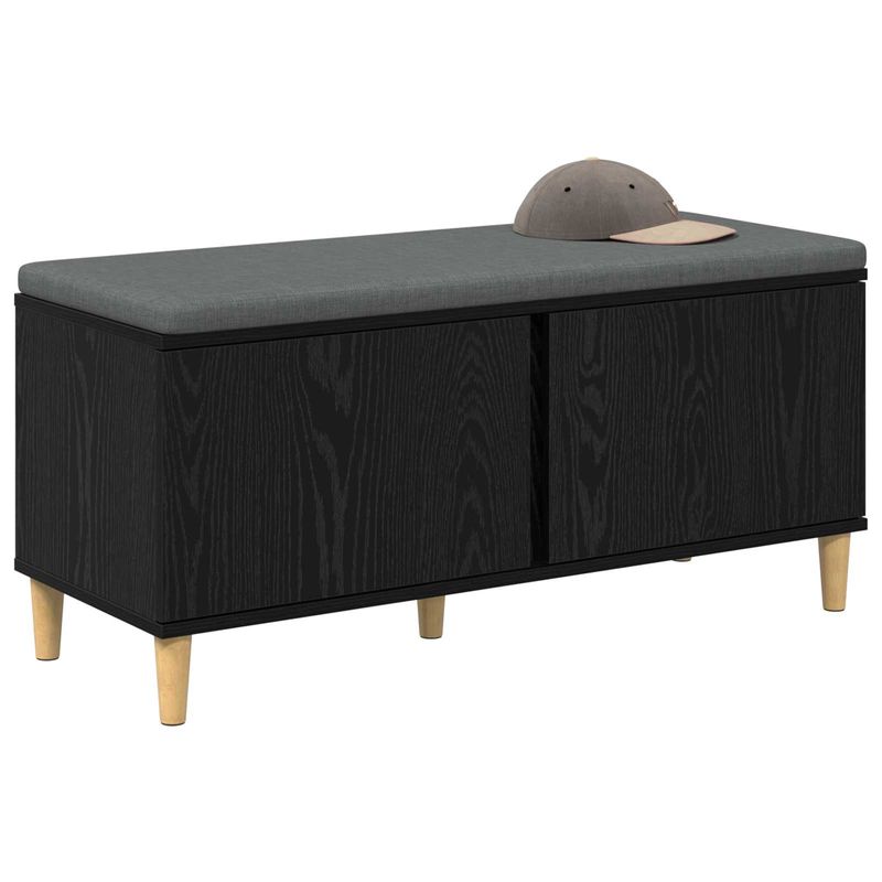 Casa si Gradina - Mobilier - Organizare si depozitare - Bancute - Banca pentru hol cu perna cu usa, Stejar Negru 60 x 38 x 46 cm - Infinity.ro