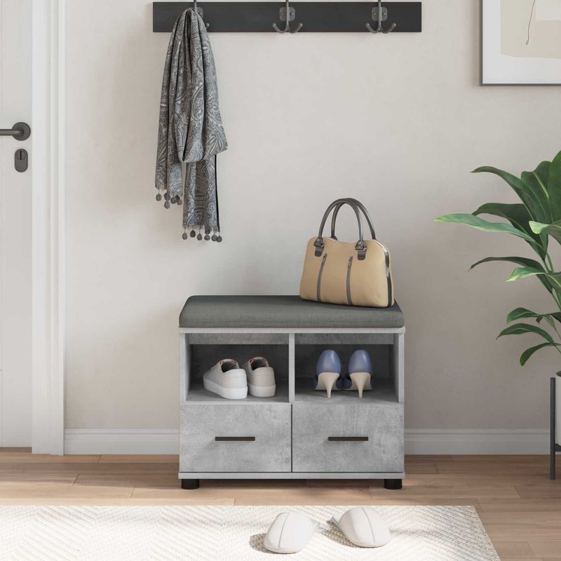 Casa si Gradina - Mobilier - Organizare si depozitare - Bancute - Banca pentru hol cu perna Gri din beton 60 x 38 x 46 cm - Infinity.ro