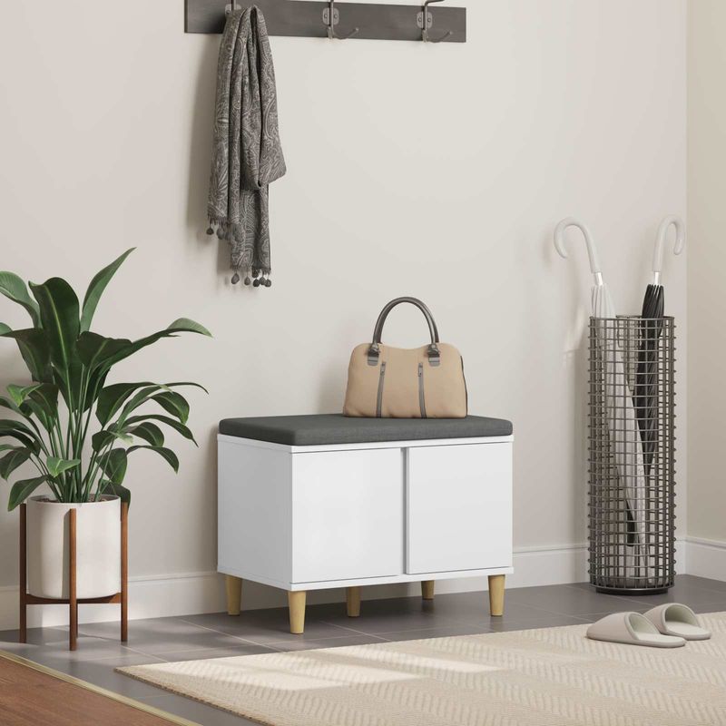 Casa si Gradina - Mobilier - Organizare si depozitare - Bancute - Banca pentru hol cu perna cu depozitare, Alb 60 x 38 x 46 cm - Infinity.ro