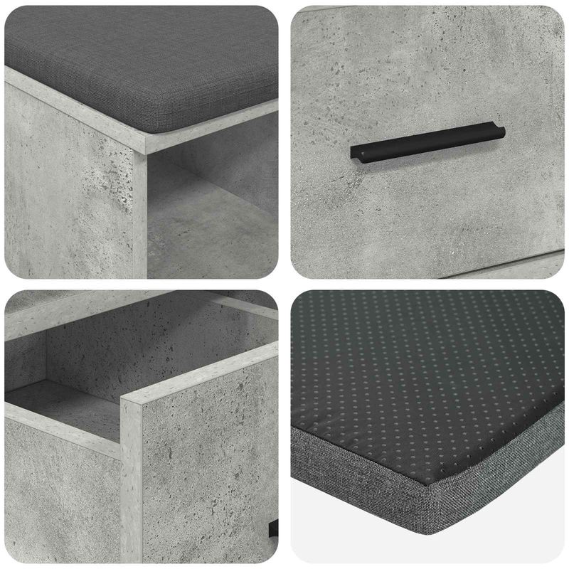 Casa si Gradina - Mobilier - Organizare si depozitare - Bancute - Banca pentru hol cu perna Gri din beton 60 x 38 x 46 cm - Infinity.ro