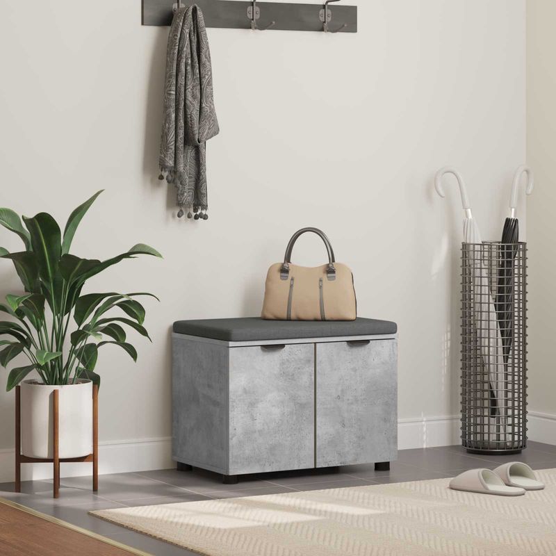 Casa si Gradina - Mobilier - Organizare si depozitare - Bancute - Banca pentru hol cu perna cu usa Gri, din beton 60 x 38 x 46 cm - Infinity.ro