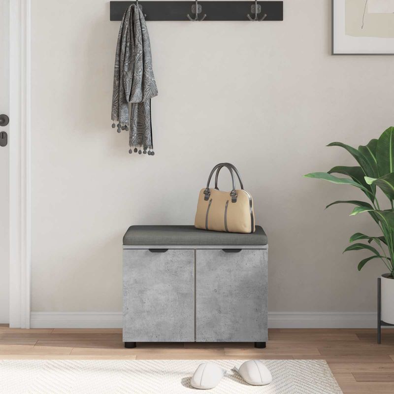 Casa si Gradina - Mobilier - Organizare si depozitare - Bancute - Banca pentru hol cu perna cu usa Gri, din beton 60 x 38 x 46 cm - Infinity.ro