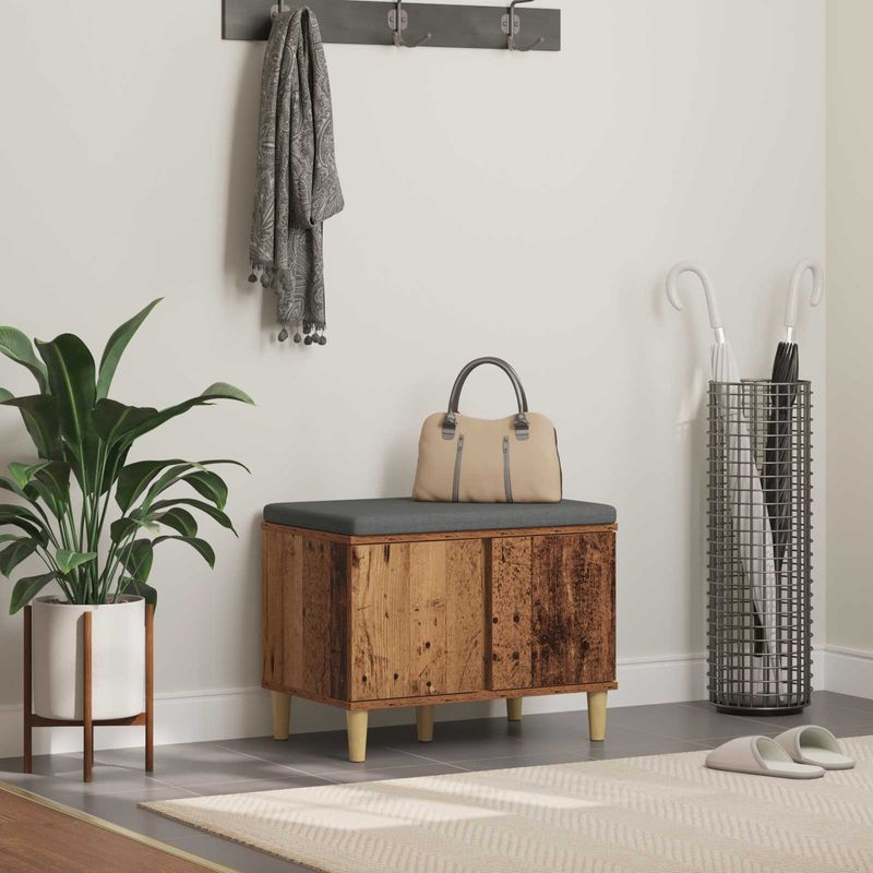 Casa si Gradina - Mobilier - Organizare si depozitare - Bancute - Banca pentru hol cu perna cu usa Lemn vechi, 60 x 38 x 46 cm - Infinity.ro