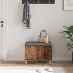 Casa si Gradina - Mobilier - Organizare si depozitare - Bancute - Banca pentru hol cu perna cu usa Lemn vechi, 60 x 38 x 46 cm - Infinity.ro
