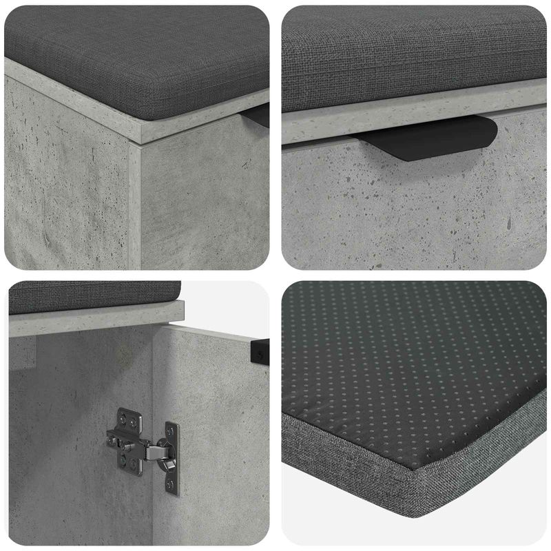 Casa si Gradina - Mobilier - Organizare si depozitare - Bancute - Banca pentru hol cu perna cu usa Gri, din beton 60 x 38 x 46 cm - Infinity.ro
