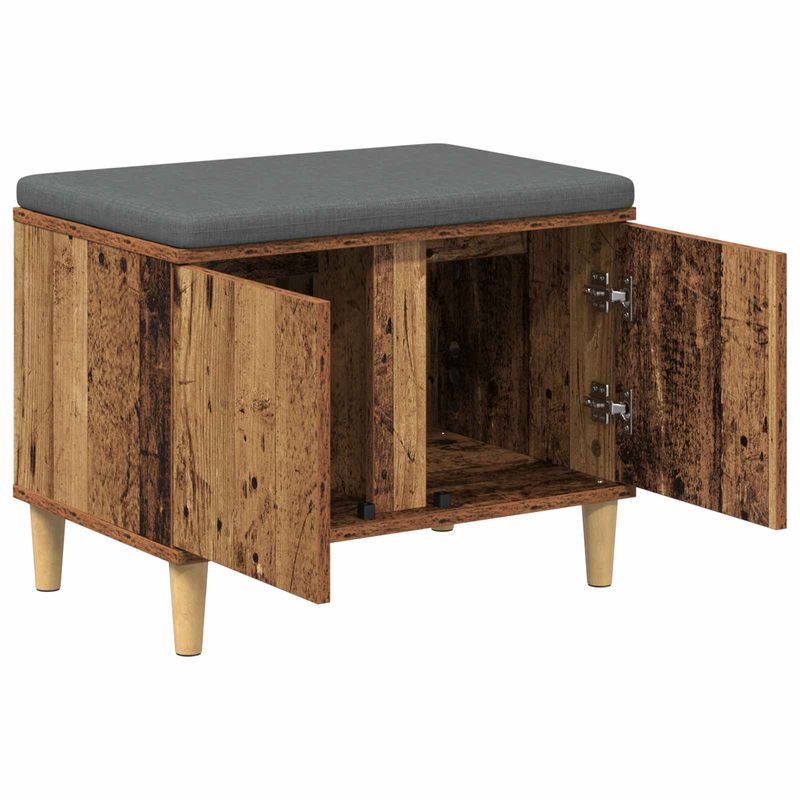 Casa si Gradina - Mobilier - Organizare si depozitare - Bancute - Banca pentru hol cu perna cu usa Lemn vechi, 60 x 38 x 46 cm - Infinity.ro