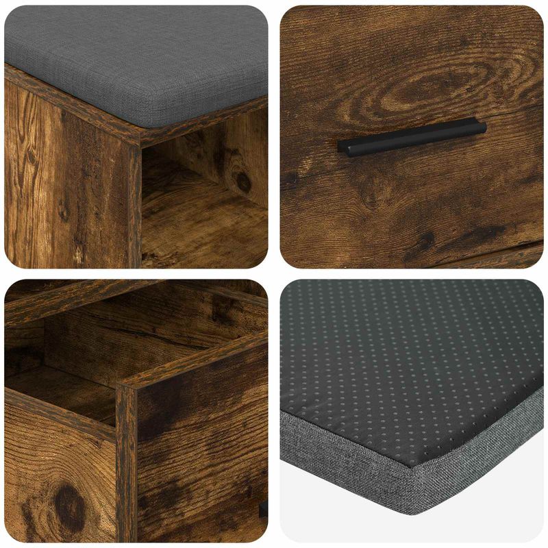 Casa si Gradina - Mobilier - Organizare si depozitare - Bancute - Banca pentru hol cu perna Stejar fumuriu 60 x 38 x 46 cm - Infinity.ro