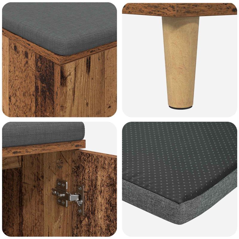 Casa si Gradina - Mobilier - Organizare si depozitare - Bancute - Banca pentru hol cu perna cu usa Lemn vechi, 60 x 38 x 46 cm - Infinity.ro