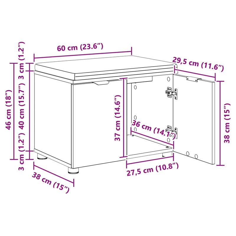 Casa si Gradina - Mobilier - Organizare si depozitare - Bancute - Banca pentru hol cu perna cu usa Gri, din beton 60 x 38 x 46 cm - Infinity.ro