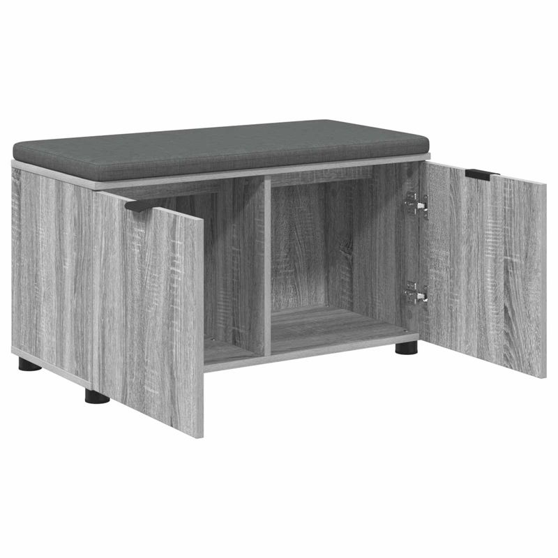 Casa si Gradina - Mobilier - Organizare si depozitare - Bancute - Banca pentru hol cu perna cu usa Gri Sonoma 80 x 46 x 46 cm - Infinity.ro