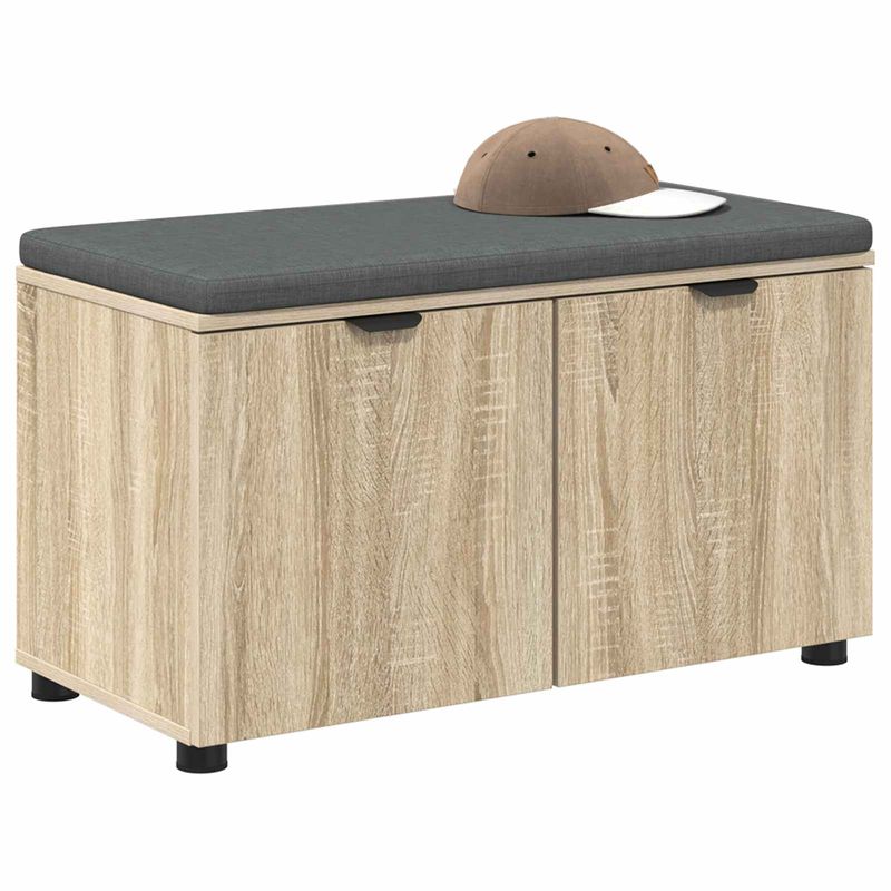 Casa si Gradina - Mobilier - Organizare si depozitare - Bancute - Banca pentru hol cu perna cu usa Stejar Sonoma 80 x 46 x 46 cm - Infinity.ro