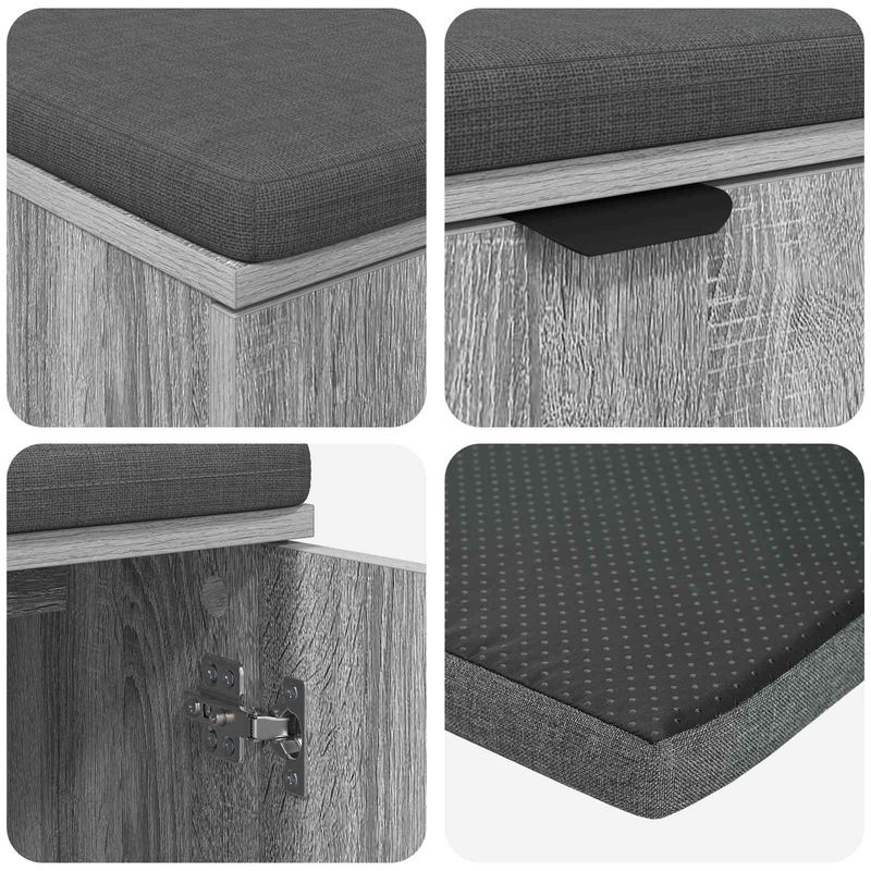 Casa si Gradina - Mobilier - Organizare si depozitare - Bancute - Banca pentru hol cu perna cu usa Gri Sonoma 80 x 46 x 46 cm - Infinity.ro