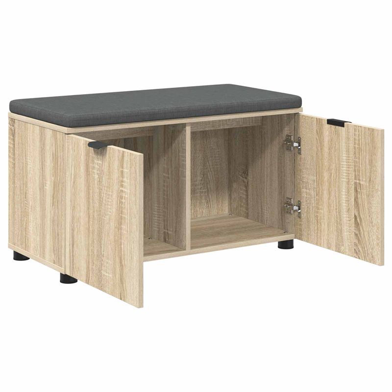 Casa si Gradina - Mobilier - Organizare si depozitare - Bancute - Banca pentru hol cu perna cu usa Stejar Sonoma 80 x 46 x 46 cm - Infinity.ro