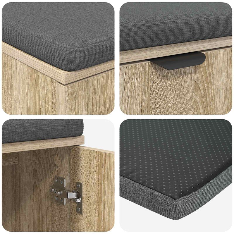 Casa si Gradina - Mobilier - Organizare si depozitare - Bancute - Banca pentru hol cu perna cu usa Stejar Sonoma 80 x 46 x 46 cm - Infinity.ro