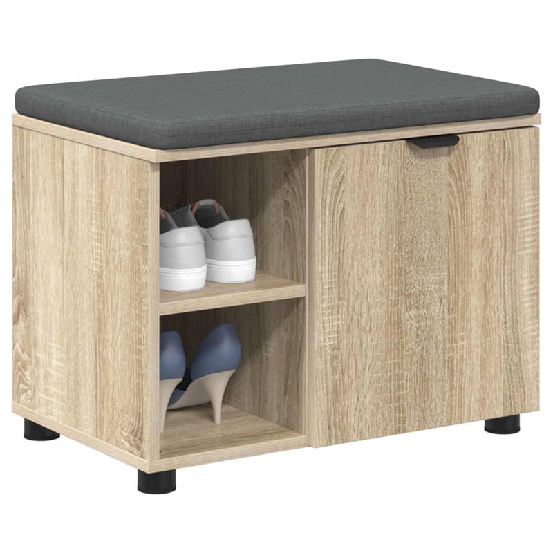 Casa si Gradina - Mobilier - Canapele si coltare - Banchete - Banca pentru hol cu perna Simplu Stejar Sonoma 60 x 38 x 46 cm - Infinity.ro
