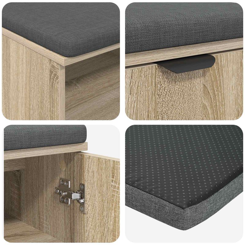 Casa si Gradina - Mobilier - Canapele si coltare - Banchete - Banca pentru hol cu perna Simplu Stejar Sonoma 60 x 38 x 46 cm - Infinity.ro