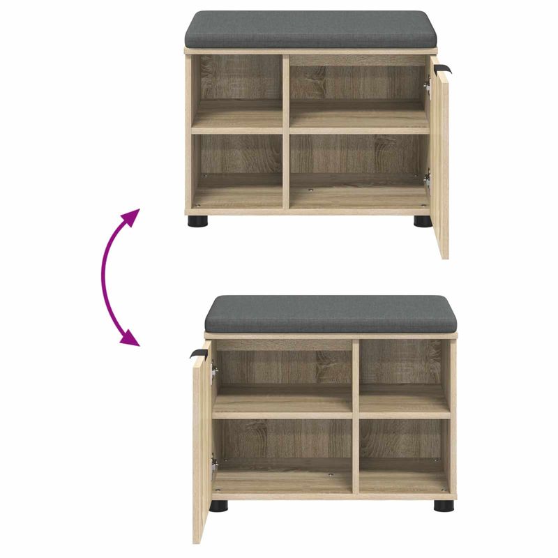 Casa si Gradina - Mobilier - Canapele si coltare - Banchete - Banca pentru hol cu perna Simplu Stejar Sonoma 60 x 38 x 46 cm - Infinity.ro