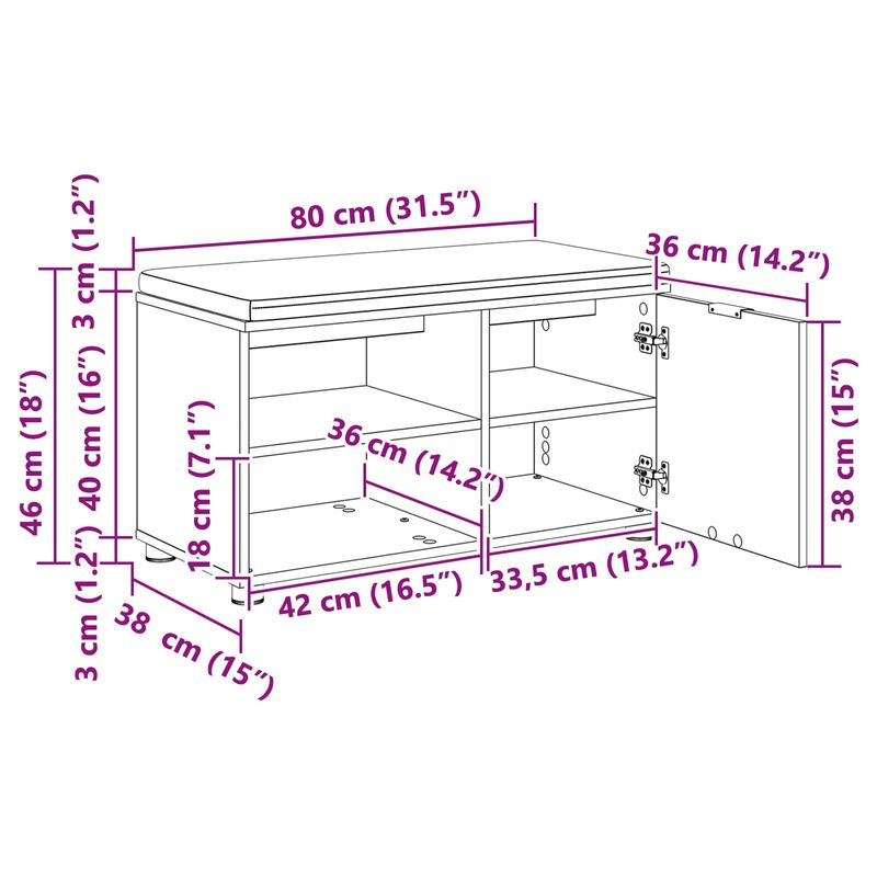 Casa si Gradina - Mobilier - Organizare si depozitare - Bancute - Banca pentru hol cu perna Simplu Gri Sonoma 80 x 38 x 46 cm - Infinity.ro