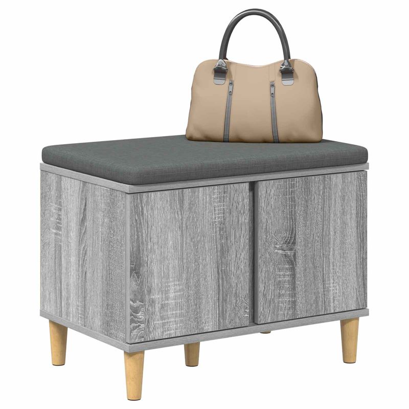 Casa si Gradina - Mobilier - Canapele si coltare - Banchete - Banca pentru hol cu perna cu usa Gri Sonoma 60 x 38 x 46 cm - Infinity.ro