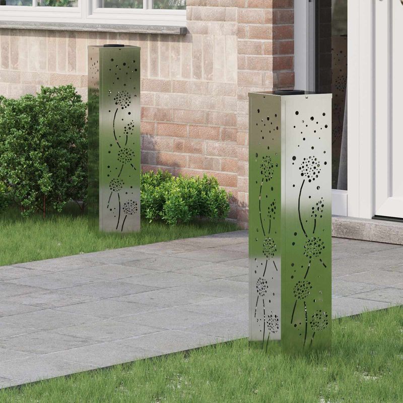 Casa si Gradina - Corpuri si surse de iluminat - Iluminat exterior - Felinare - Lumina LED Solara pentru Alei 2 pcs Galvanizat Galvanizat - Infinity.ro
