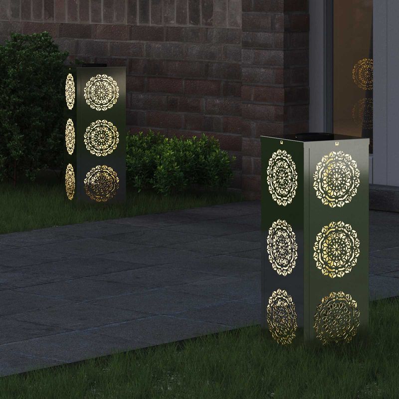 Casa si Gradina - Corpuri si surse de iluminat - Iluminat exterior - Felinare - Lumina LED Solara pentru Alei 2 pcs Galvanizat Galvanizat - Infinity.ro