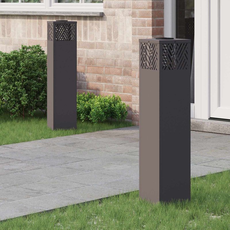 Casa si Gradina - Corpuri si surse de iluminat - Iluminat exterior - Felinare - Lumina LED Solara pentru Alei 2 pcs Negru Otel laminat la rece - Infinity.ro