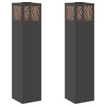 Casa si Gradina - Corpuri si surse de iluminat - Iluminat exterior - Felinare - Lumina LED Solara pentru Alei 2 pcs Negru Otel laminat la rece - Infinity.ro